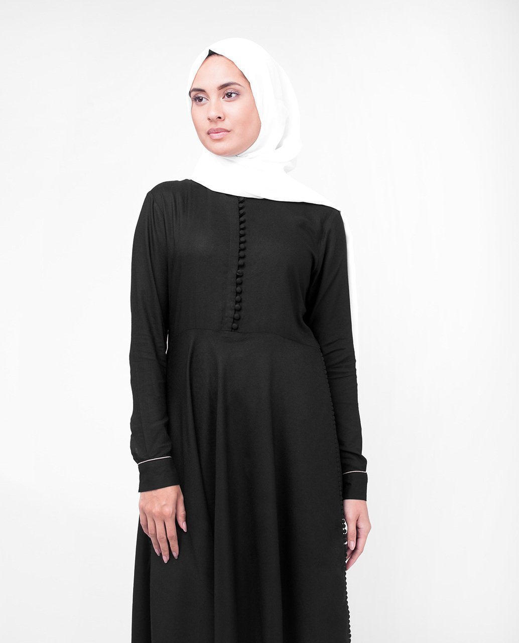 High Low Midi Black Modest Tunic Dress Small (8-10) Petite (- 5'2") Black