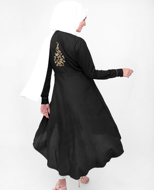 High Low Midi Black Modest Tunic Dress Small (8-10) Petite (- 5'2") Black
