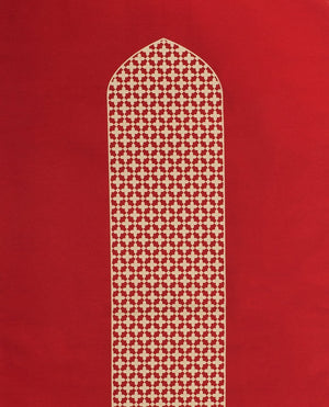 Mashrabiya Arch Shaped Islamic Prayer Mat Rug Janamaz Red 