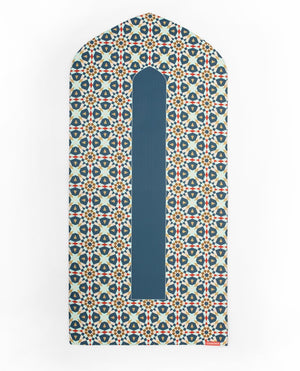Geometric Arch Shaped Muslim Prayer Mat Rug Janamaz Green 