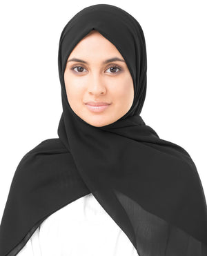 Jet Black Poly Georgette Hijab Regular Jet Black 