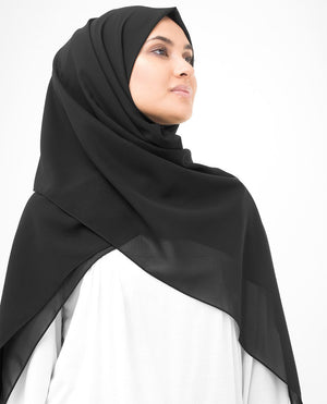 Jet Black Poly Georgette Hijab Regular Jet Black 