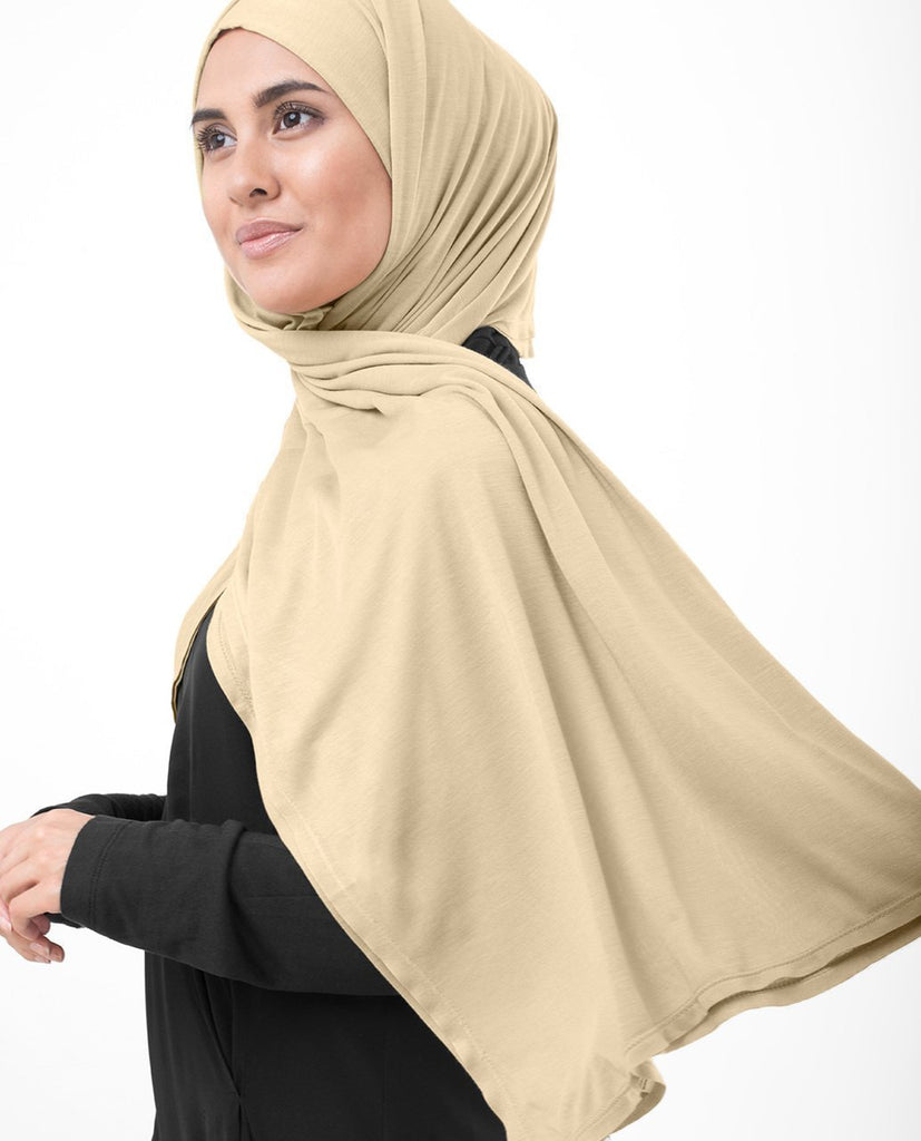 Inessence Shop Viscose Jersey Hijab Scarf in Turtledove Beige Color Medium 27x70 / Turtledove Beige