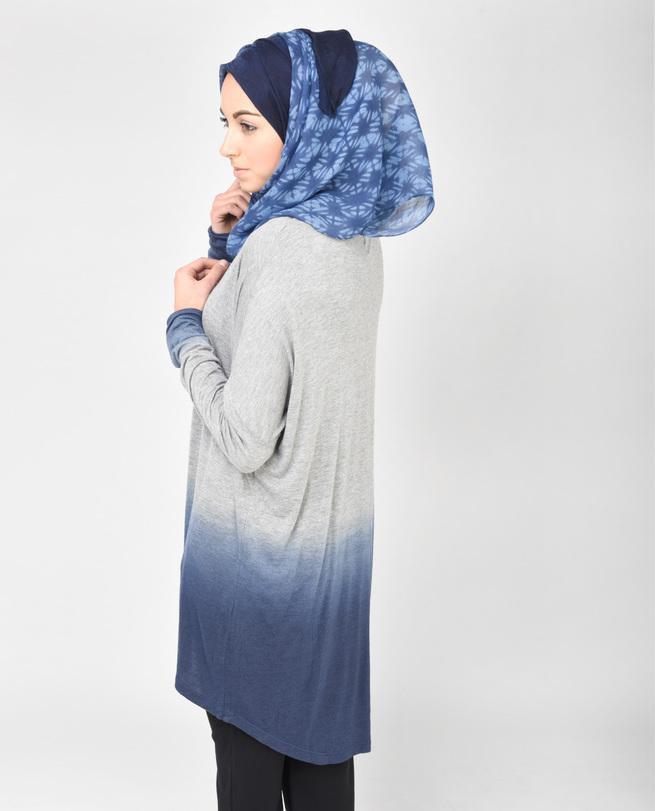 Light Grey and Petrol Blue Top Slim 