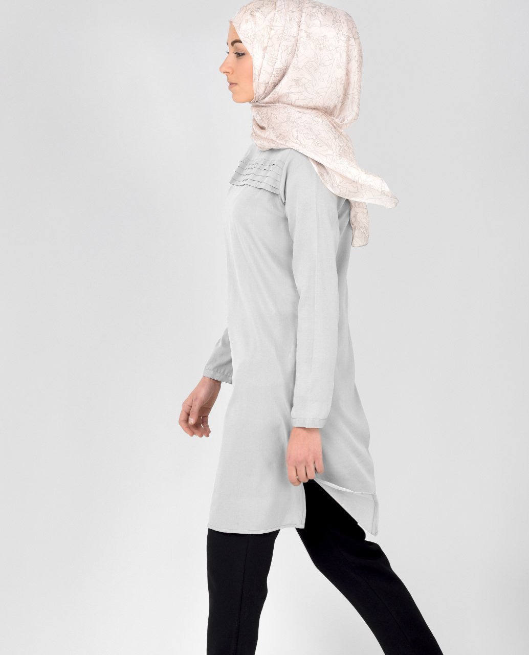 Light Grey Crepe Top (long) Slim S 