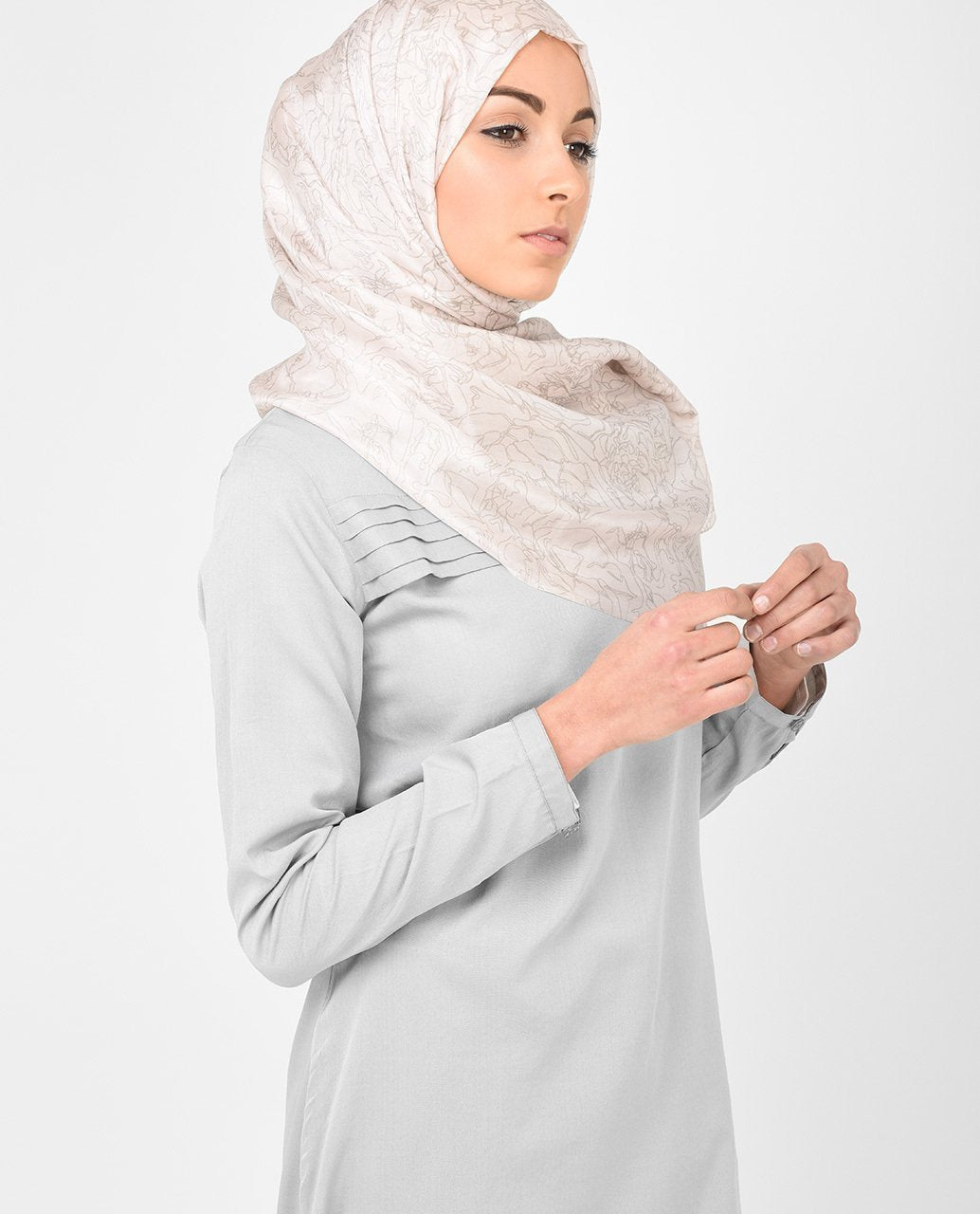 Light Grey Crepe Top (long) Slim S 