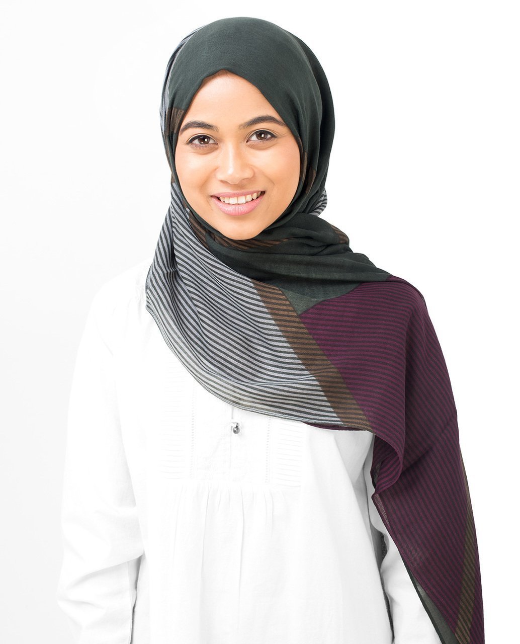 Lines Of Blocks Black, Grey & Purple Hijab Maxi 