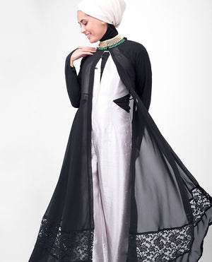 Long Black Elegant Lace Outerwear Small (8-10) Petite (- 5'2") Black