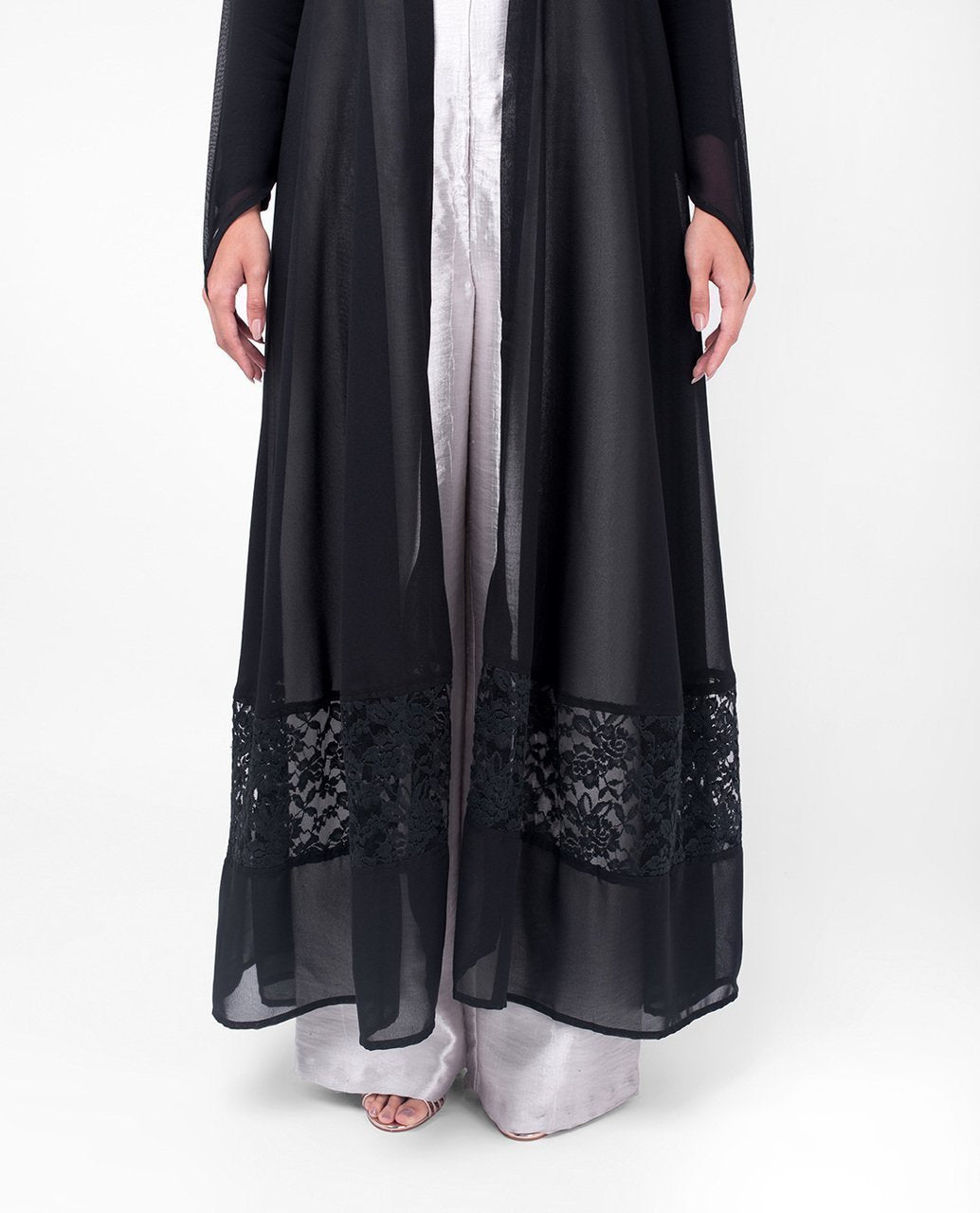 Long Black Elegant Lace Outerwear Small (8-10) Petite (- 5'2") Black