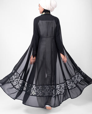Long Black Elegant Lace Outerwear Small (8-10) Petite (- 5'2") Black