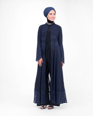 Long Full Length Navy Elegant Lace Outerwear Small (8-10) Petite (- 5'2") Navy