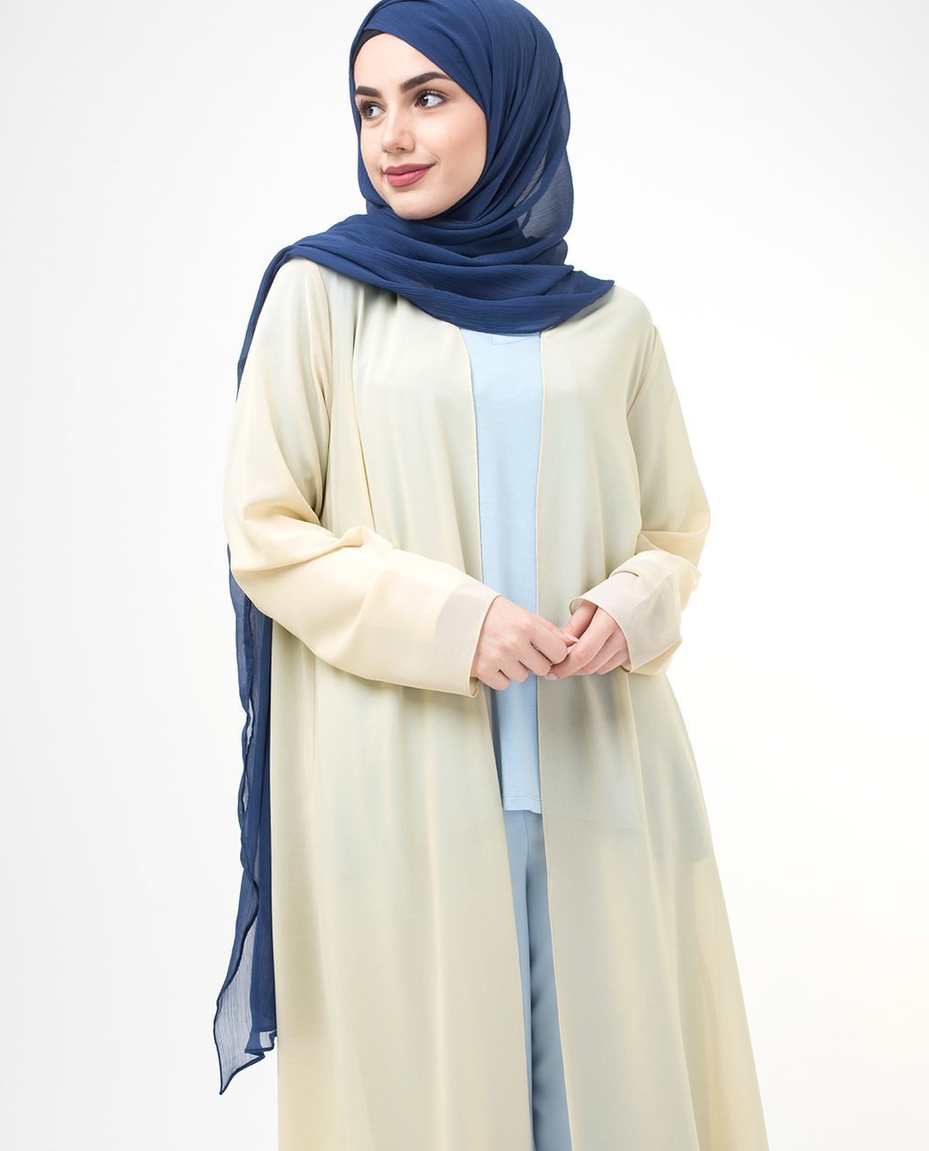 Long Sheer Fog Cream Outerwear Small Petite (- 5'2") Cream