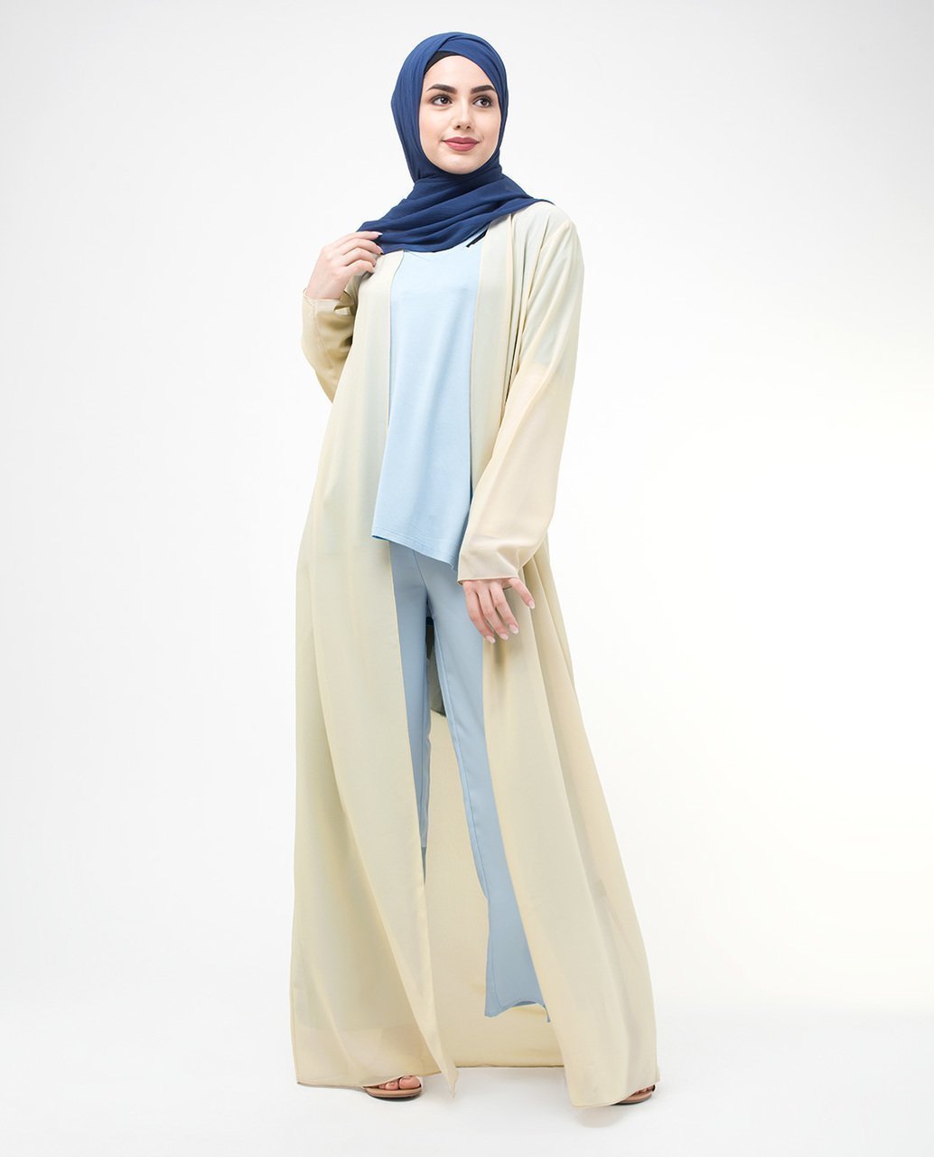 Long Sheer Fog Cream Outerwear Small Petite (- 5'2") Cream