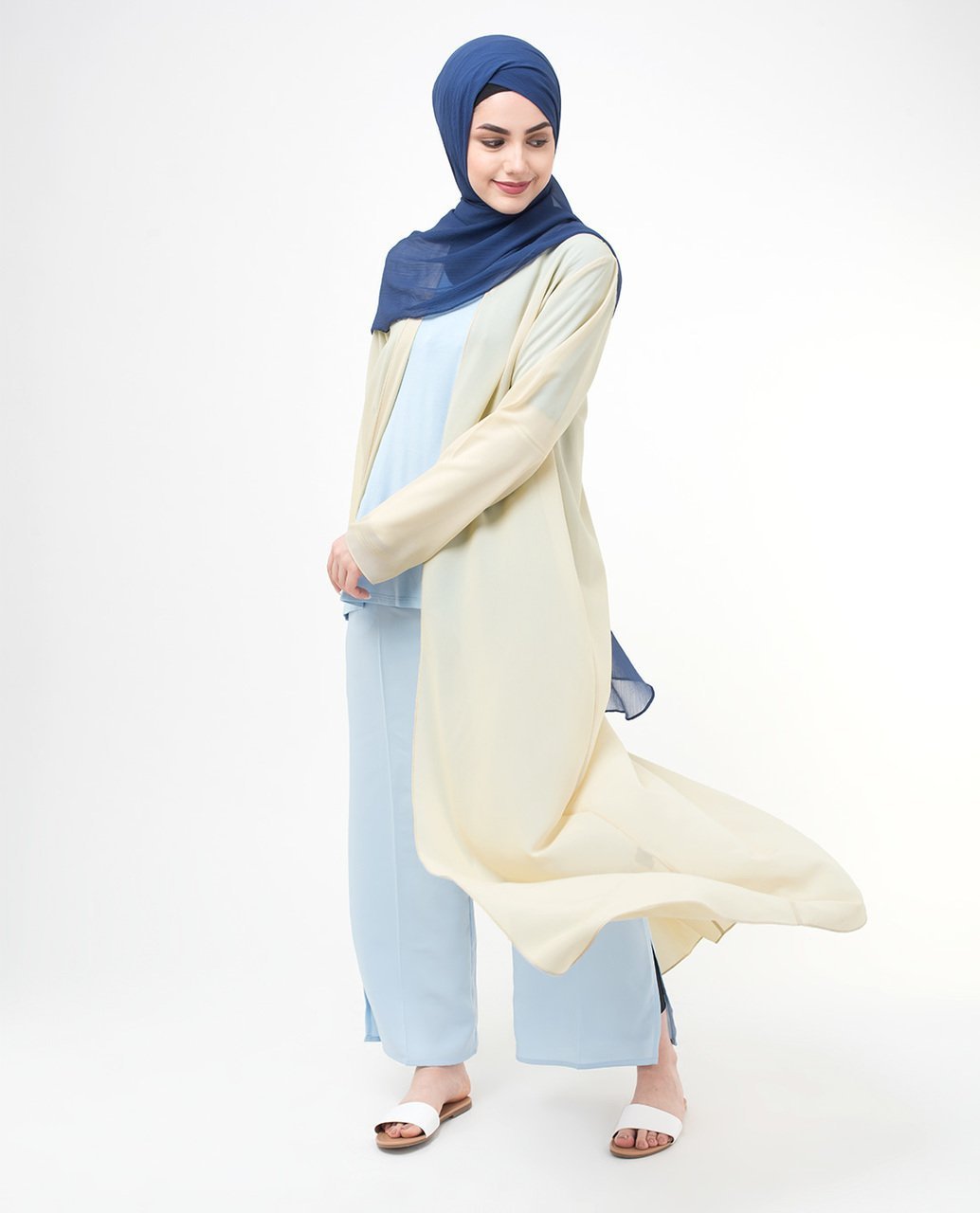 Long Sheer Fog Cream Outerwear Small Petite (- 5'2") Cream