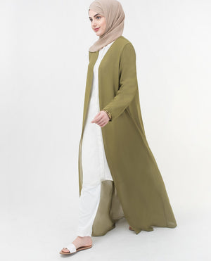 Long Sheer Olive Drab Green Outerwear Small (8-10) Regular (5'2" to 5'6") Darb Green