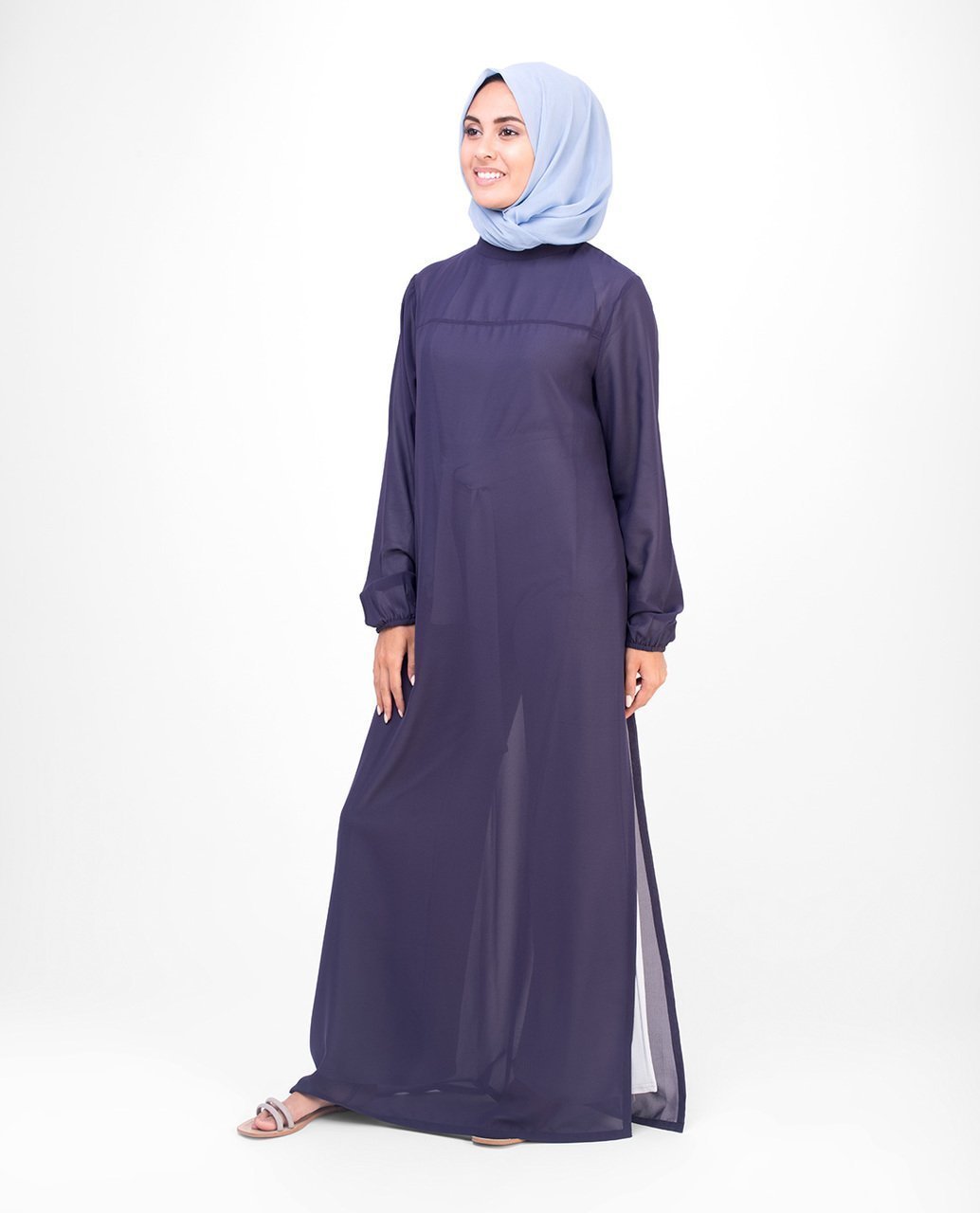 Long Slit Sheer Top Small (8-10) Petite (- 5'2") Purple