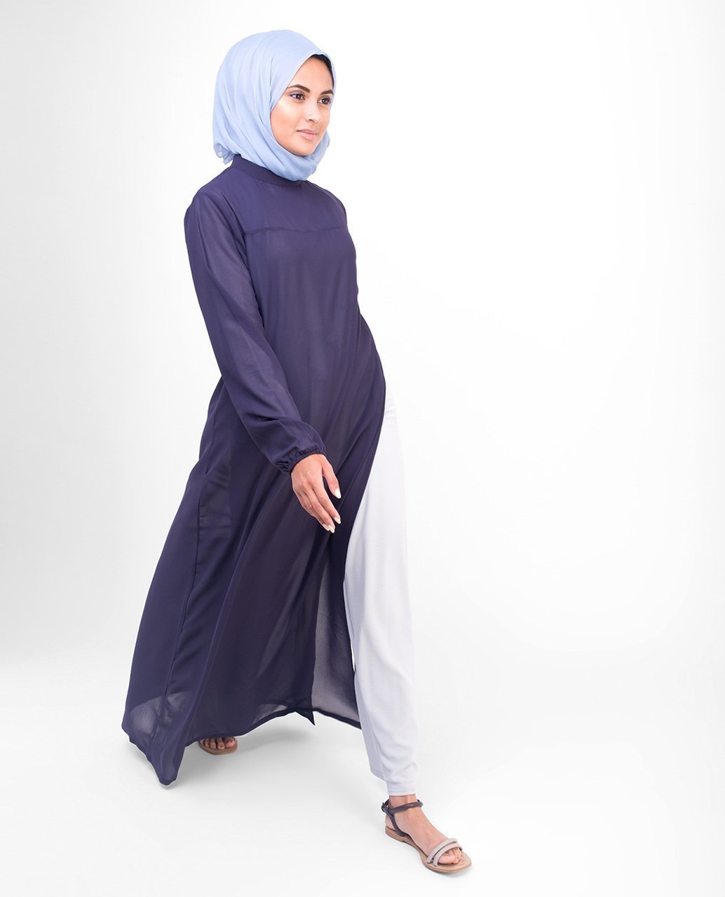 Long Slit Sheer Top Small (8-10) Petite (- 5'2") Purple