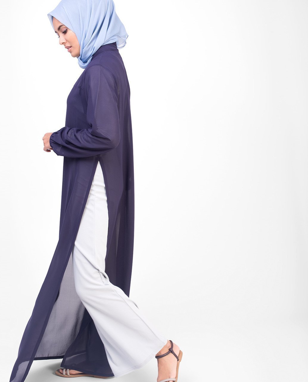 Long Slit Sheer Top Small (8-10) Petite (- 5'2") Purple