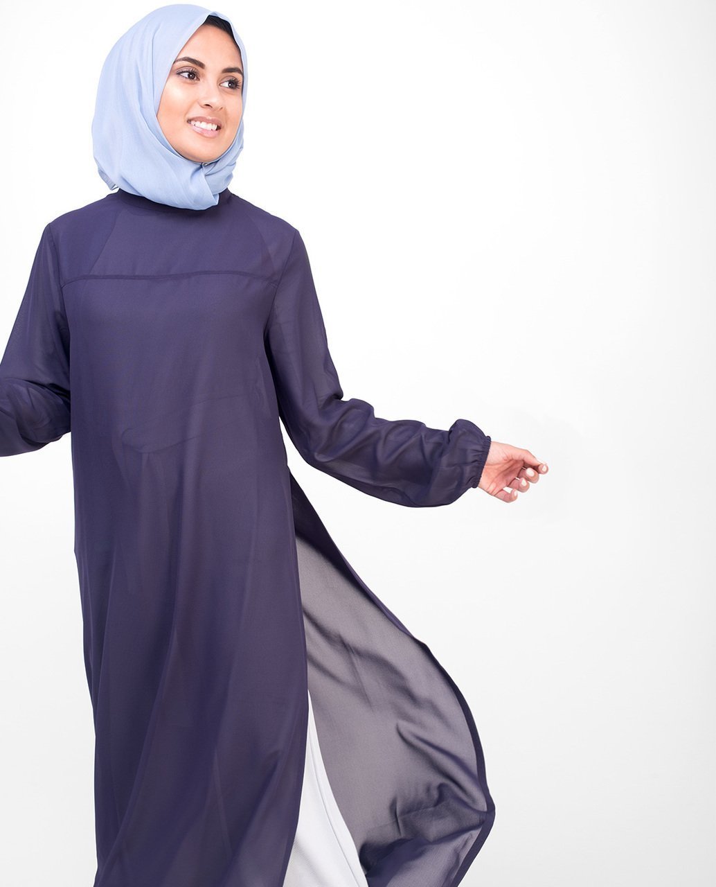 Long Slit Sheer Top Small (8-10) Petite (- 5'2") Purple