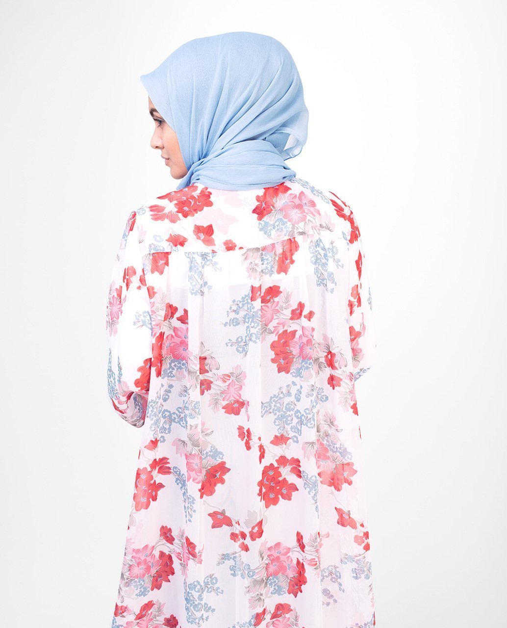 Long White Floral Kimono Small (8-10) Petite (- 5'2") White Floral