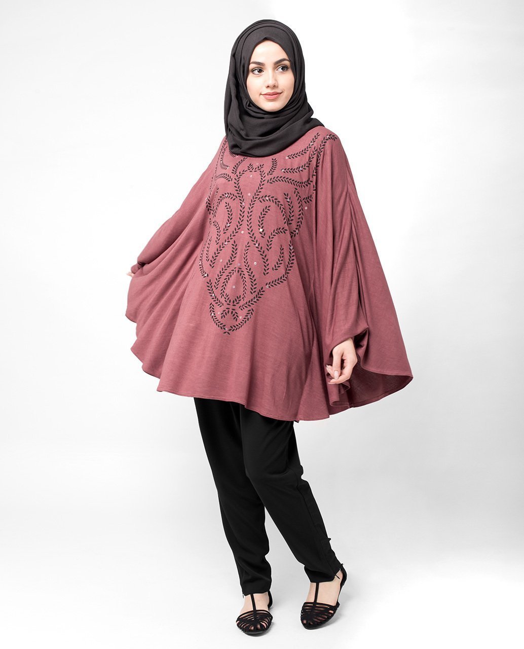 Maroon Poncho Top Slim 