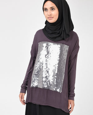 Mauve Sequin Top Slim 