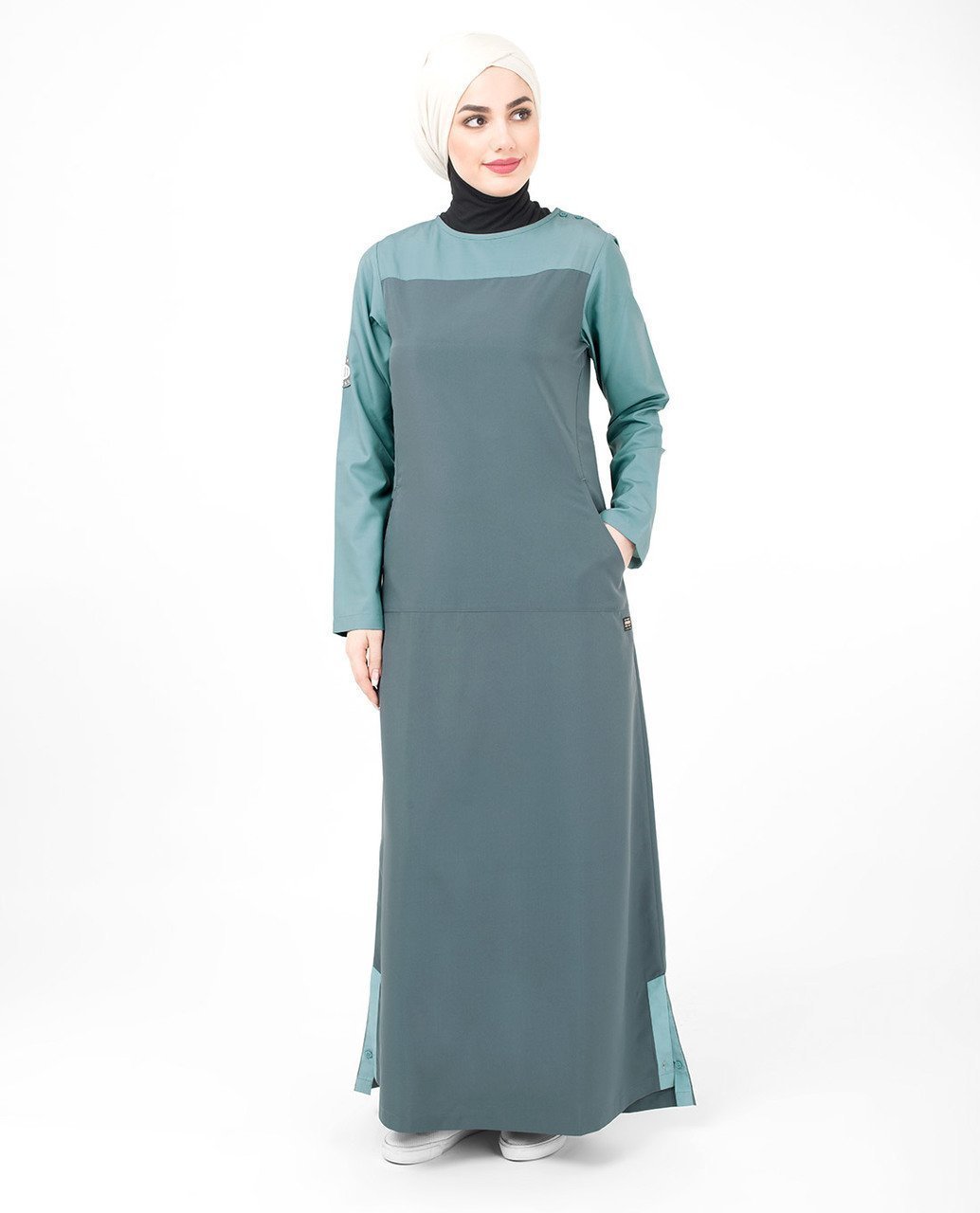 Monochrome Color Blocking Classy Weekday Look Jilbab or Abaya S 54 Grey