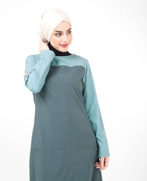 Monochrome Color Blocking Classy Weekday Look Jilbab or Abaya S 54 Grey