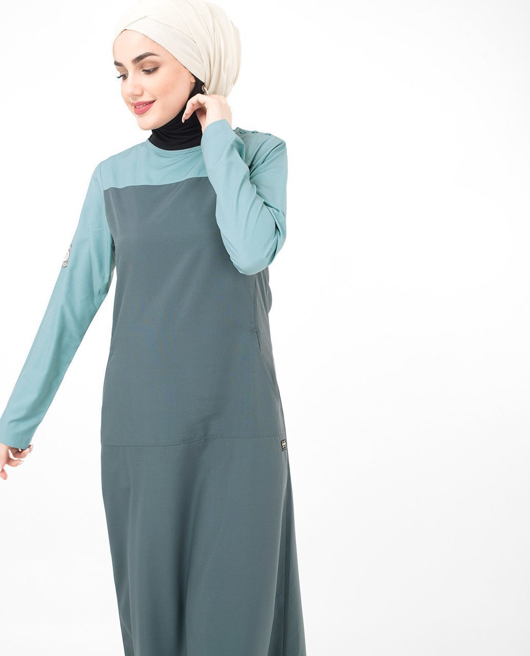 Monochrome Color Blocking Classy Weekday Look Jilbab or Abaya S 54 Grey