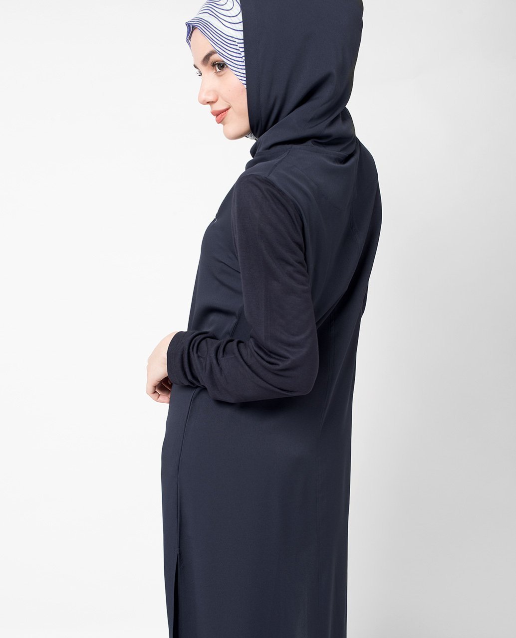 Navy Hooded Tunic Maxi Slim 