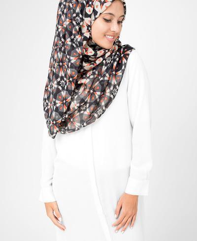 Nine Iron Hijab Medium Black and Orange 