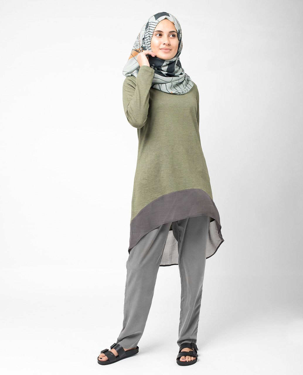 Olive Colour Block Top Slim 