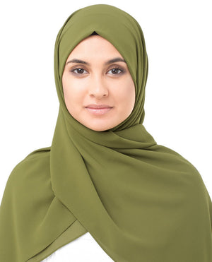 Olive Drab Green Poly Georgette Hijab Regular Olive Drab Green 