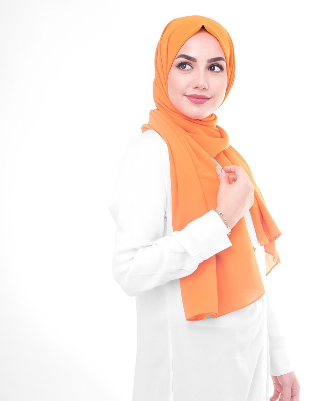 Georgette Hijab Scarf Shawl in Orange Pepper Color - ModestPath.com