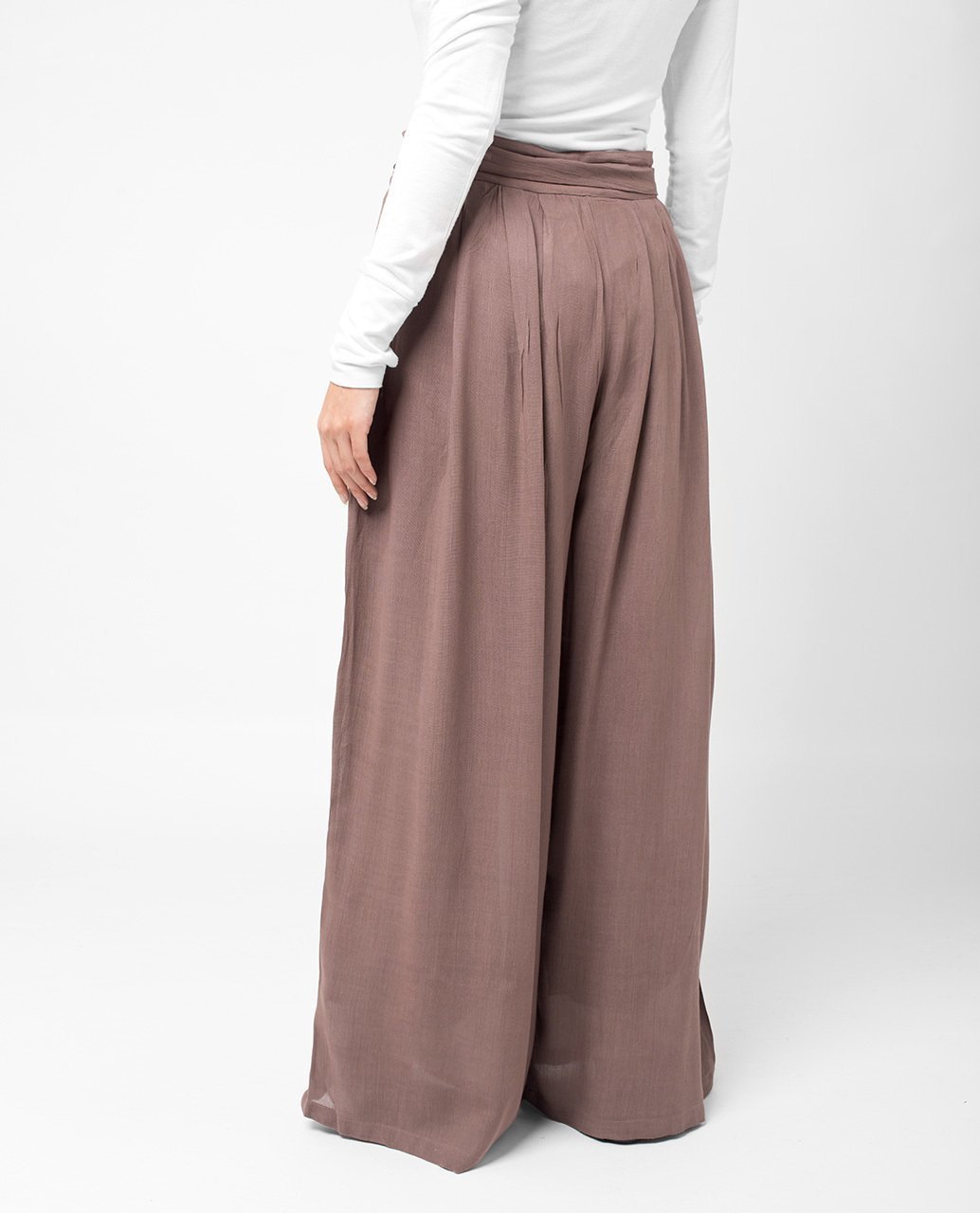 Pastel Wide Trousers Slim Petite (W28 L28) Dusty Mauve 