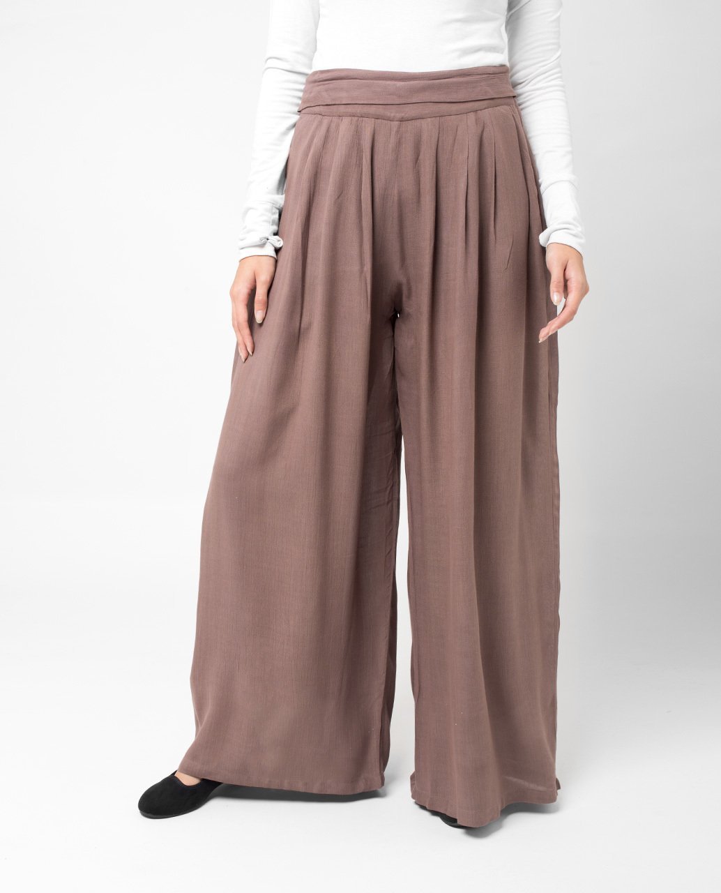 Pastel Wide Trousers Slim Petite (W28 L28) Dusty Mauve 