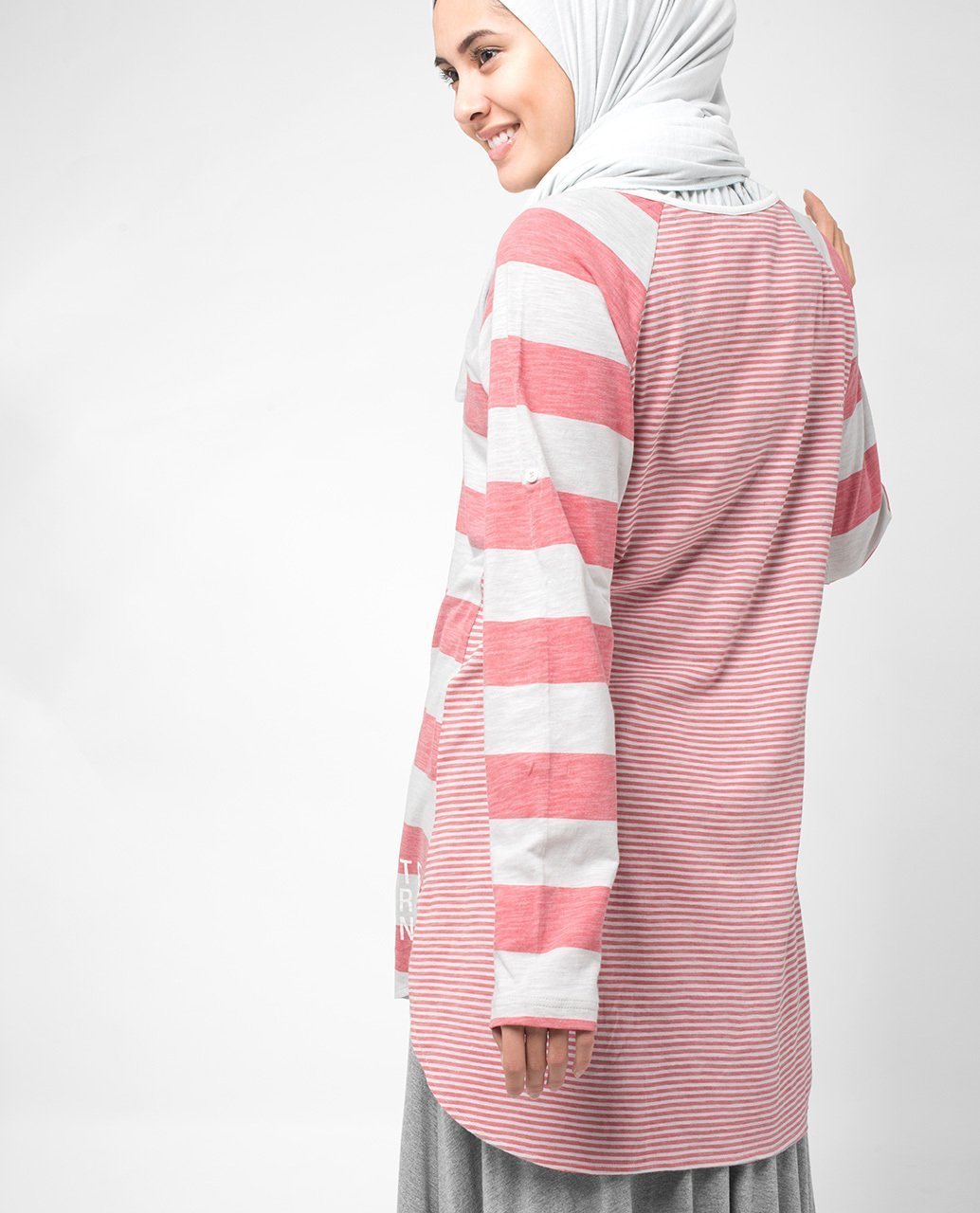 Pink Striped Top Slim 