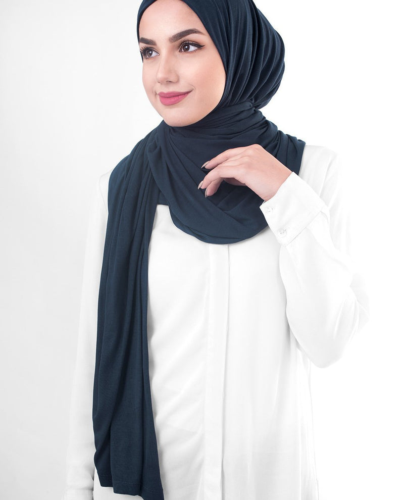 Premium Jersey Hijab Shawl Scarf Online in Poseidon Color - ModestPath.com