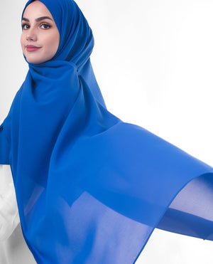 Princess Blue Hijab in Polyester Georgette Regular Blue 