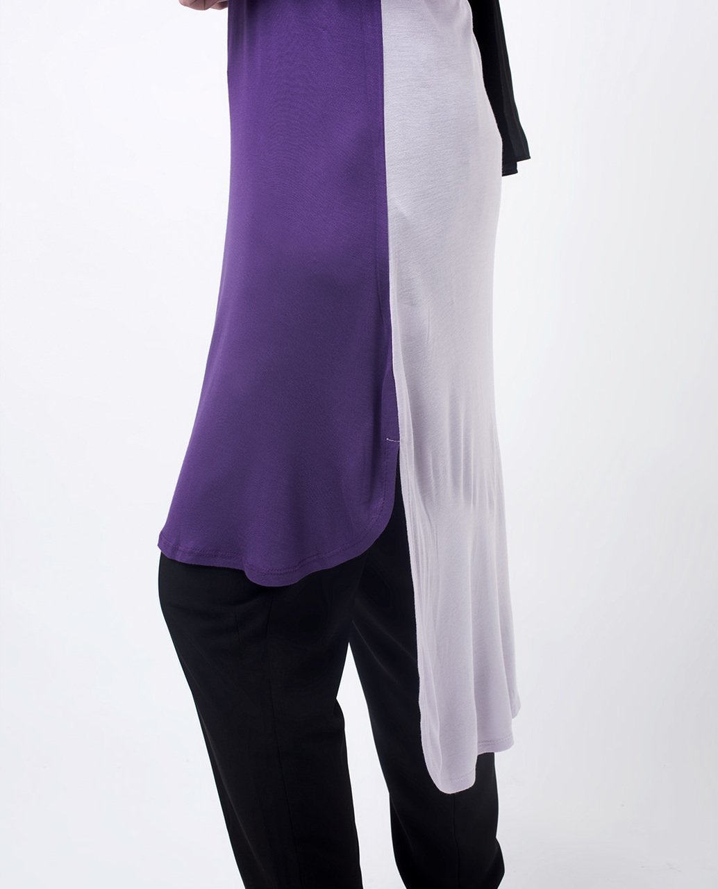 Purple & Lilac Color Blocking Modest Top Small (8-10) Petite (- 5'2") 