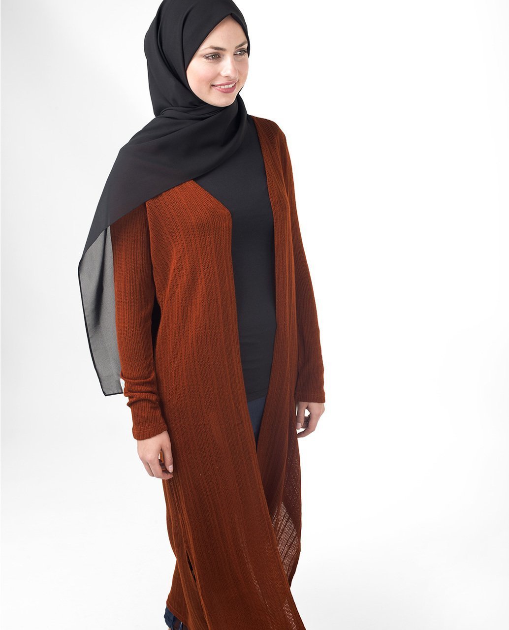 Rust Orange Full Length Knitted Outerwear Small (8-10) Petite (- 5'2") Orange