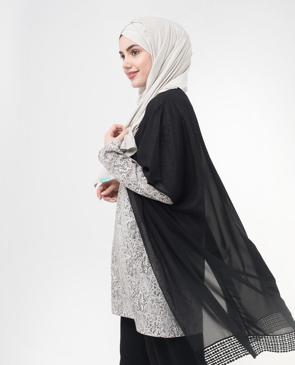 Sheer Lace Kimono Small Petite (- 5'2") Black