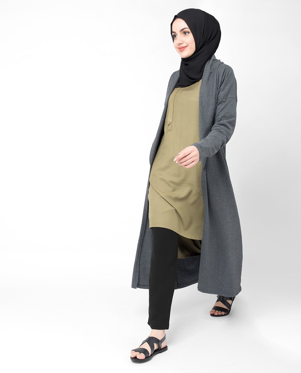 Simple Grey Cardigan Slim 