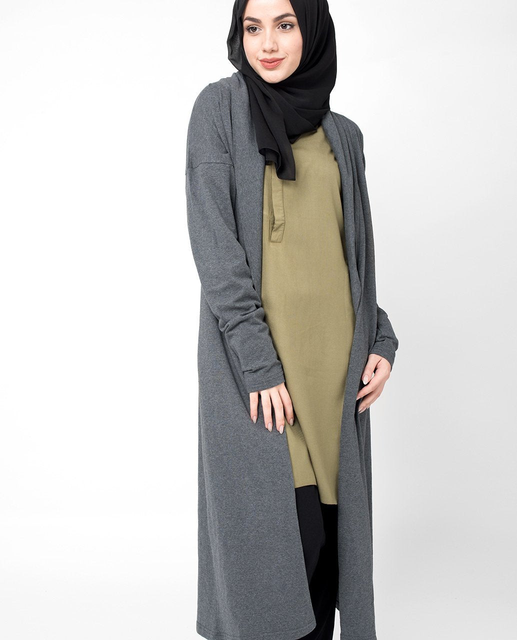 Simple Grey Cardigan Slim 