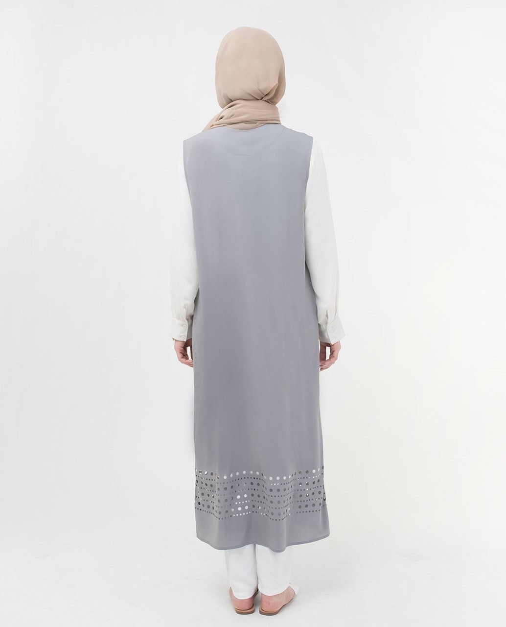 Sleeveless Cut Out Top Small Petite (- 5'2") Grey