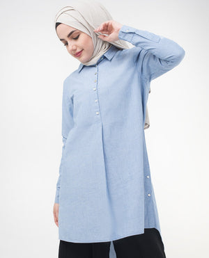 Smart Casual Shirt Dress Small Petite (- 5'2") Blue