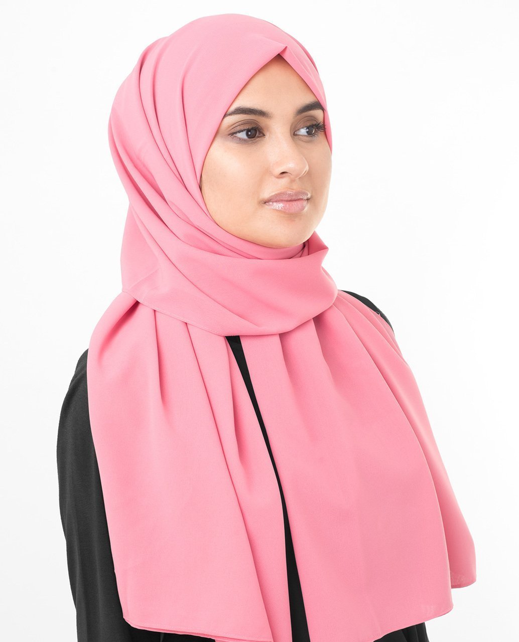 Strawberry Ice Pink Poly Georgette Hijab Regular Strawberry Ice Pink 