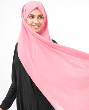Strawberry Ice Pink Poly Georgette Hijab Regular Strawberry Ice Pink 