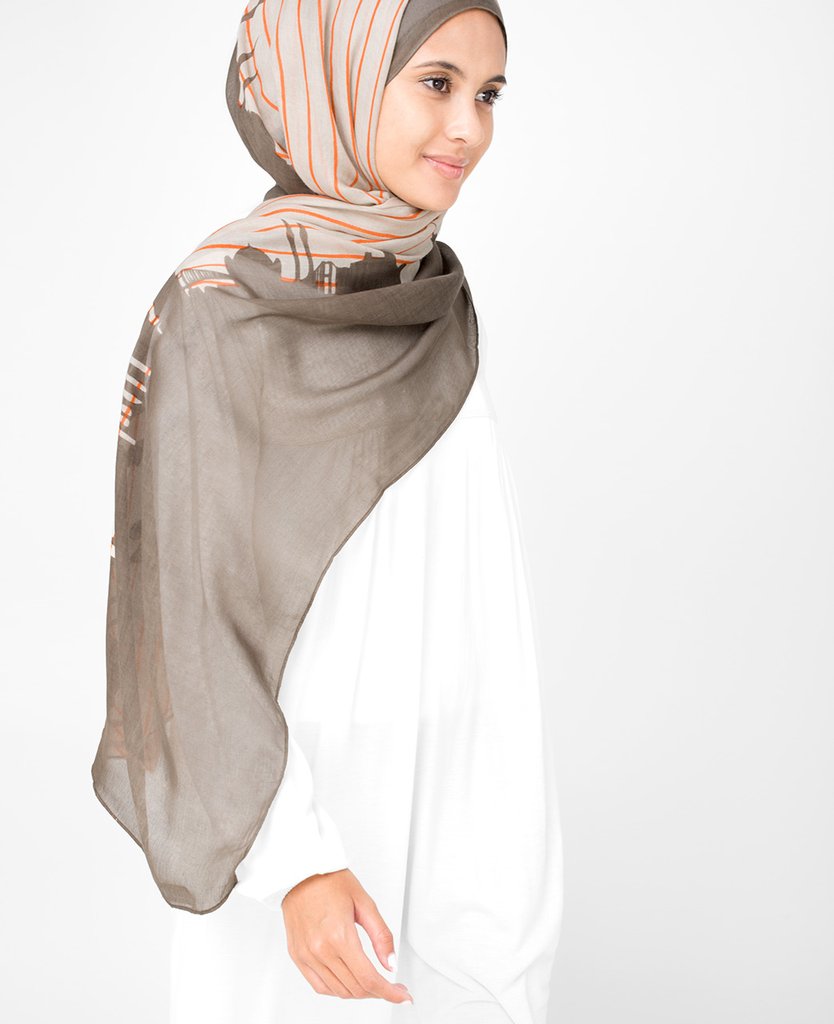 String Pine Bark Brown Hijab