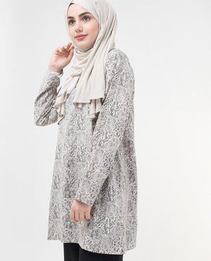 Summer Lace Printed Modest Top Small Petite (- 5'2") 